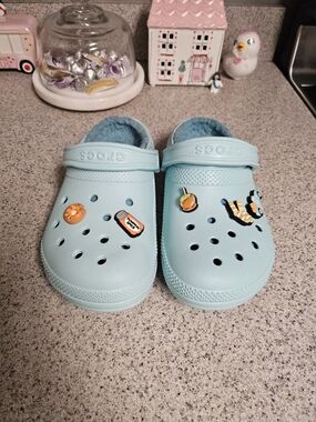 CROCS Woman's Clog in Light Aqua with Jibbitz Charms